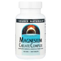 Магний хелат, Magnesium Chelate, Source Naturals, 100 мг, 100 таблеток