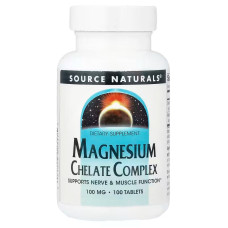 Магний хелат, Magnesium Chelate, Source Naturals, 100 мг, 100 таблеток