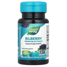 Черника, Bilberry, Nature's Way, премиум экстракт, 60 веганских капсул