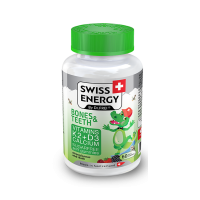 Здоровье костей и зубов, для детей от 3 лет, BONES & TEETH Vitamins K2, D3, Calcium, Swiss Energy, без сахара, 60 жевательных конфет