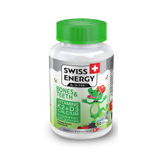 Здоровье костей и зубов, для детей от 3 лет, BONES & TEETH Vitamins K2, D3, Calcium, Swiss Energy, без сахара, 60 жевательных конфет