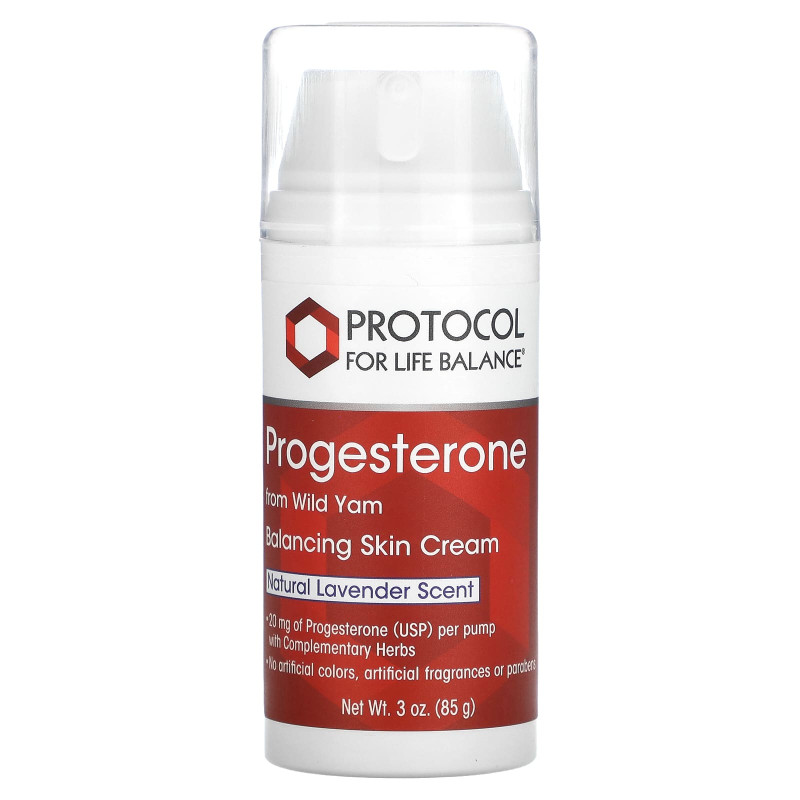 Крем с прогестероном, Progesterone From Wild Yam, Balancing Skin Cream, Protocol for Life Balance, балансирующий, натуральная лаванда, 85 г