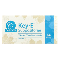 Свечи с витамином Е, успокаивающие, Key-E Suppositories, Carlson, для ректального и вагинального применения, 24 шт
