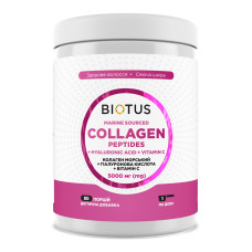 Морські колагенові пептиди з гіалуроновою кислотою та вітаміном С, Marine Sourced Collagen Peptidеs + Hyaluronic Acid + Vitamin C, Biotus, 5000 мг, 400 г