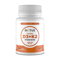 Витамин D3+К2, Vitamin D3+K2, Biotus, 4000 МЕ/50 мкг, 60 капсул