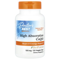Коэнзим Q10, High Absorption CoQ10 with BioPerine®, Doctor's Best, с биоперином, 100 мг, 120 капсул