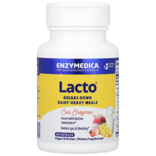 Ферменты для переваривания лактозы, Lacto, Enzymedica, современная формула для переваривания молока, 30 капсул