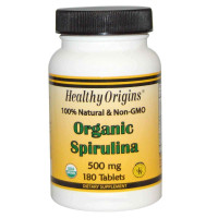 Спирулина, Spirulina, Healthy Origins, органик, 500 мг, 180 таблеток