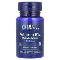 Витамин В12 (метилкобаламин), Vitamin B12, Methylcobalamin, Life Extension, 500 мкг, 100 леденцов