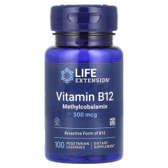 Вітамін В12 (метилкобаламін), Vitamin B12, Methylcobalamin, Life Extension, 500 мкг, 100 льодяників