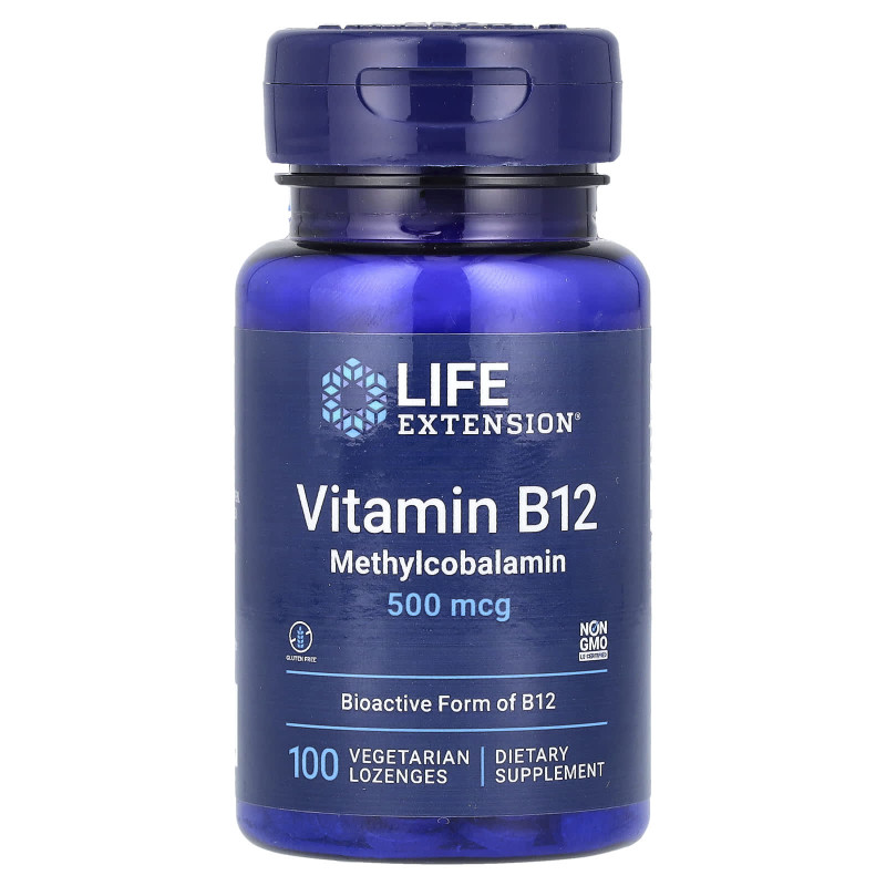 Вітамін В12 (метилкобаламін), Vitamin B12, Methylcobalamin, Life Extension, 500 мкг, 100 льодяників