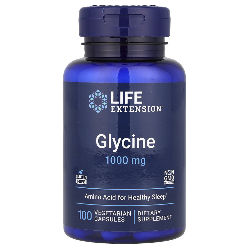 Гліцин, Glycine, Life Extension, 1000 мг, 100 вегетаріанських капсул