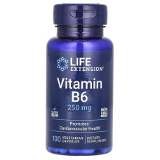 Витамин В6 (пиридоксин), Vitamin B6, Life Extension, 250 мг, 100 вегетарианских капсул