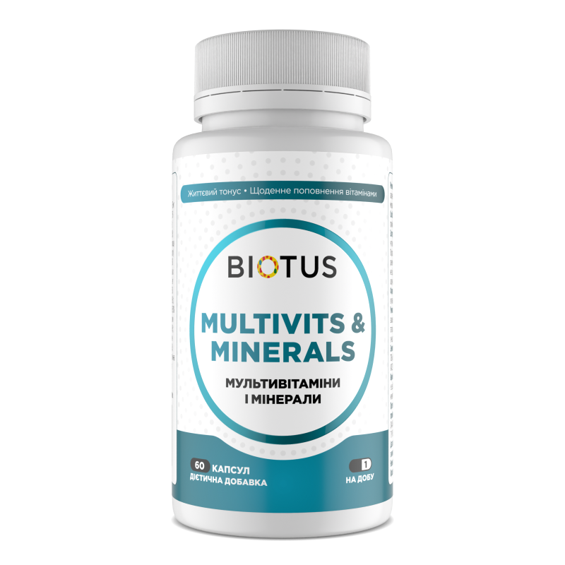 Мультивитамины и минералы, Multivits & Minerals, Biotus, 60 капсул (1 раз в день)