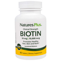 Биотин с замедленным высвобождением, Biotin, Nature's Plus, 10000 мкг, 90 таблеток