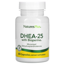 ДГЕА-25 з біоперіном, DHEA-25 With Bioperine, Nature's Plus, 60 вегетаріанських капсул