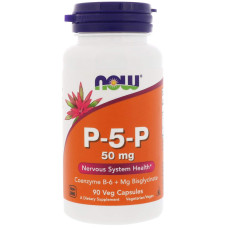P-5-P пиридоксаль-5-фосфат с магнием, Now Foods, 50 мг, 90 вегетарианских капсул