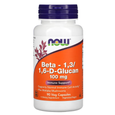 Бета глюкан, Beta-1,3/1,6-D-Glucan, Now Foods, 100 мг, 90 вегетарианских капсул