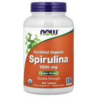 Спирулина, Spirulina, NOW Foods, органическая, сертифицированная, 1000 мг, 240 таблеток