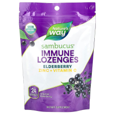 Черная бузина, поддержка иммунитета, Sambucus Elderberry, Nature's Way, органик, 24 леденца