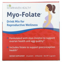 Міо-інозитол для фертильності, Myo-Folate, Fairhaven Health, питна суміш для репродуктивного здоров'я, без ароматизаторів, 30 пакетів по 2.4 г