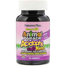 Пробіотики для дітей, AcidophiKidz, Nature's Plus, Animal Parade, вишневий смак, 90 жувальних цукерок у формі тварин