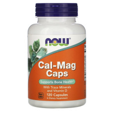 Кальций и магний, Cal-Mag Caps, Now Foods, с микроэлементами и витамином D, 120 капсул