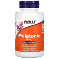 Мелатонін, Melatonin, Now Foods, 5 мг, 180 вегетаріанських капсул