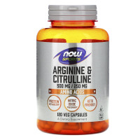 Аргінін та цитрулін, Arginine & Citrulline, Now Foods, Sports, 500 мг/250 мг, 120 вегетаріанських капсул