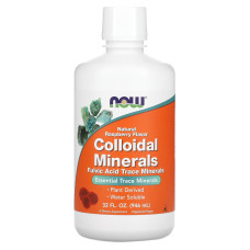Коллоидные минералы, Colloidal Minerals, Now Foods, вкус малины, 946 мл