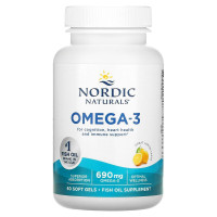 Очищений риб'ячий жир (лимон), Omega-3, Nordic Naturals, 690 мг, 60 капсул
