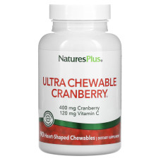 Журавлина з вітаміном C, Cranberry With Vitamin C, Nature's Plus, журавлина та полуниця, 90 жувальних таблеток