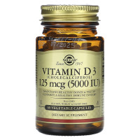 Вітамін D3 (холекальциферол), Vitamin D3, Solgar, 125 мкг (5000 МО), 60 вегетаріанських капсул