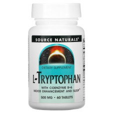 Триптофан коферментный (L-Tryptophan with Coenzyme B-6), Source Naturals, 500 мг, 60 таблеток