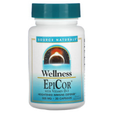 Эпикор + витамин D3, EpiCor, Source Naturals, 500 мг, 30 капсул
