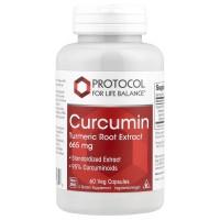 Куркумин, экстракт корня куркумы, Curcumin Turmeric, Protocol for Life Balance, 665 мг, 60 вегетарианских капсул