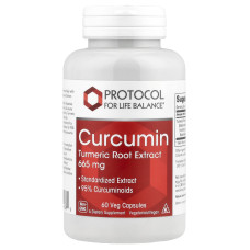 Куркумін, екстракт кореня куркуми, Curcumin Turmeric, Protocol for Life Balance, 665 мг, 60 вегетаріанських капсул