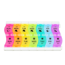Органайзер для таблеток на 7 дней, 7 Days Pill Box, MEMOSAN, 2 раза в день, утром/ вечер, радужный