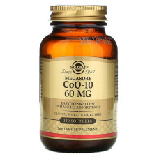 Коэнзим Q-10, Megasorb CoQ-10, Solgar, 60 мг, 120 гелевых капсул