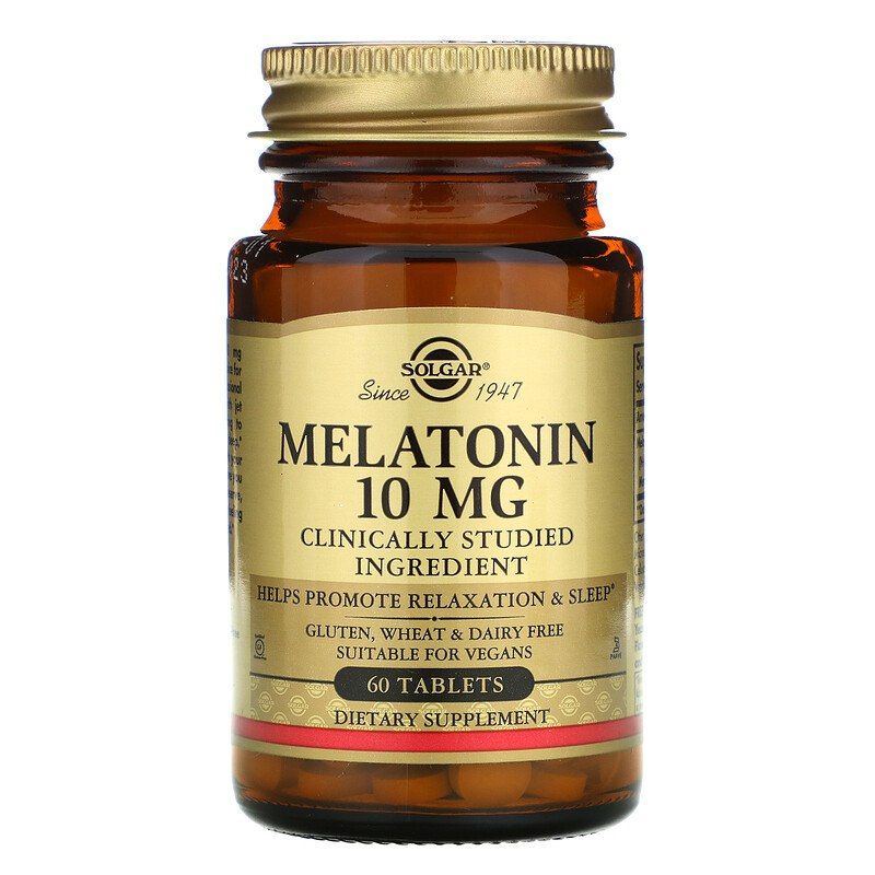 Мелатонин, Melatonin, Solgar, 10 мг, 60 таблеток