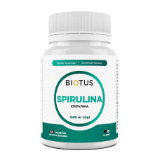 Спіруліна, Spirulina, Biotus, 100 таблеток (1500 мг у трьох таблетках)