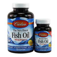 Риб'ячий жир, The Very Finest Fish Oil, Carlson, смак лимона, 700 мг, 120 + 30 гелевих капсул