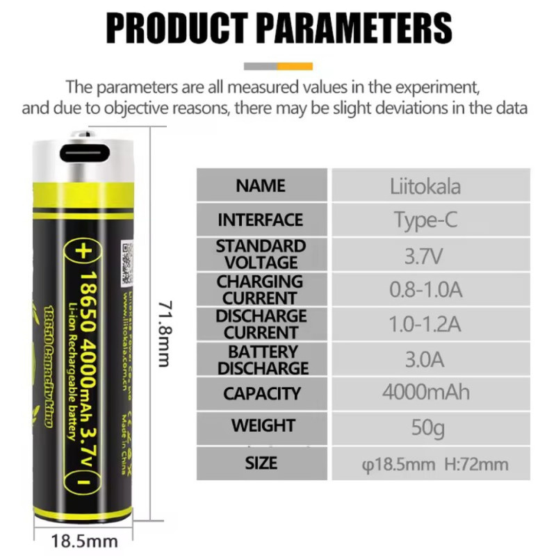 Акумулятор LiitoKala USB-King4000 18650 на 4000 mAh з USB