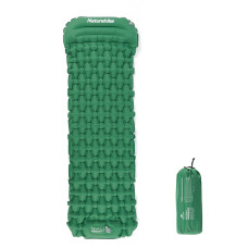 Матрац туристичний водонепроникний одномісний Naturehike CNK2300DZ0001, 198x59x6.5 см, темно-зелений із вбудованою помпою для надування