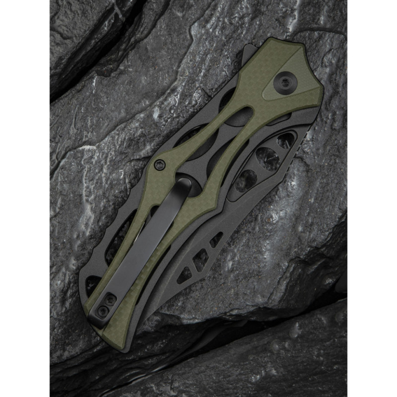 Ніж складаний туристичний Civivi Biophase, (8.9 см) Nitro-V / Aluminum & G10 чорно-зелений