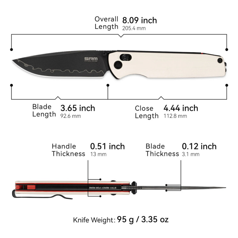 Ніж складаний SRM Terrier 258L-GT2, білий