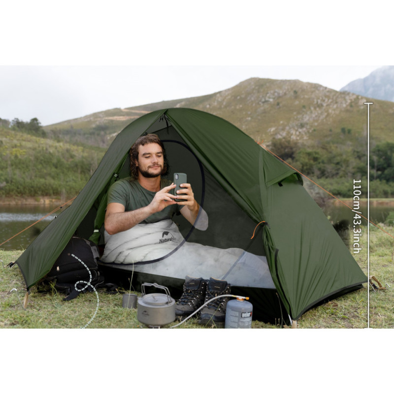 Намет надлегкий одномісний з футпринтом Naturehike Cycling 1 NH18A095-D, 210T, темний зелений