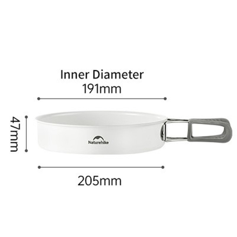 Сковорідка зі складаною ручкою Naturehike CNK2450CF013, 17,5 см, алюміній, біла
