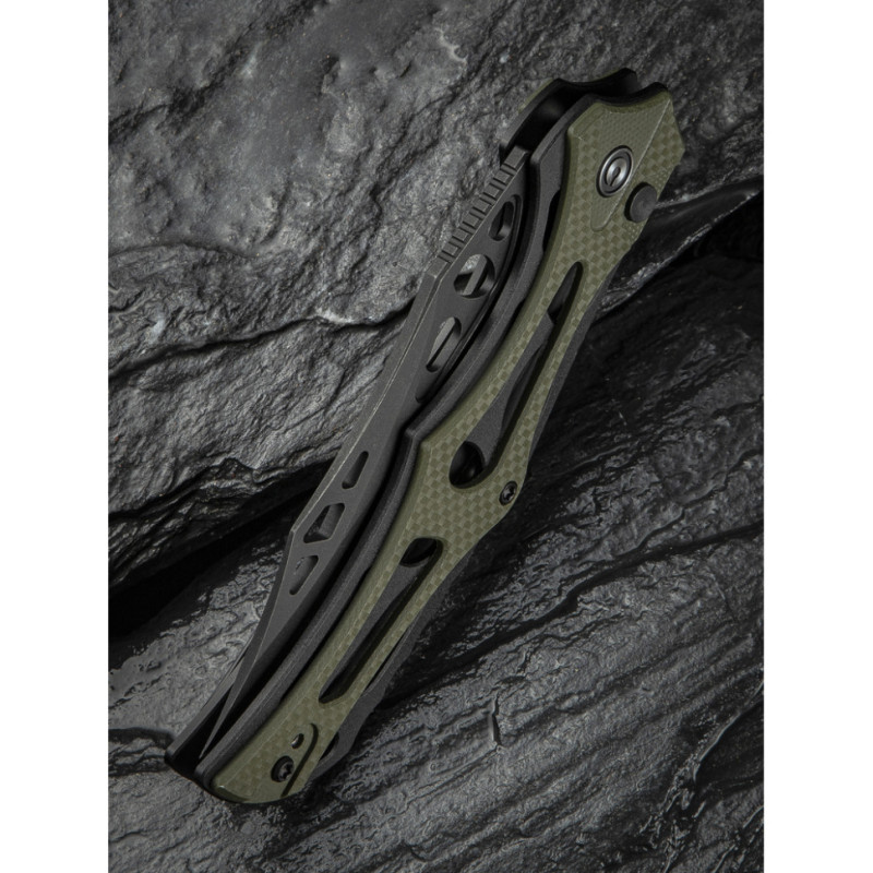 Ніж складаний туристичний Civivi Biophase, (8.9 см) Nitro-V / Aluminum & G10 чорно-зелений