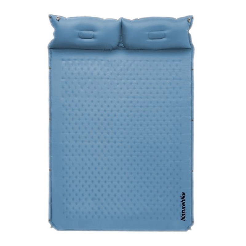 Матрац туристичний із подушкою, самонадувний двомісний Naturehike CNH22DZ013, 196x132x3 см, блакитний